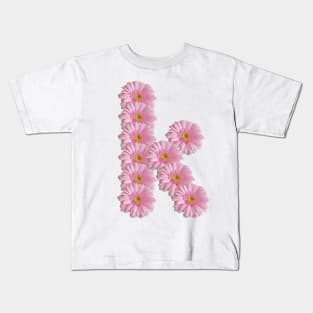 Letter k Pink Gerbera Daisy Kids T-Shirt